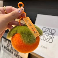 HKM-586003 Soft Fluffy Persimmon Ball Pendant Key Chain for Bag, Mobile, and Car Decoration