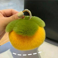 HKM-586003 Soft Fluffy Persimmon Ball Pendant Key Chain for Bag, Mobile, and Car Decoration