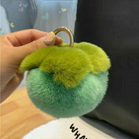 HKM-586003 Soft Fluffy Persimmon Ball Pendant Key Chain for Bag, Mobile, and Car Decoration