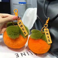 HKM-586003 Soft Fluffy Persimmon Ball Pendant Key Chain for Bag, Mobile, and Car Decoration