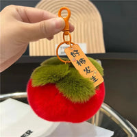 HKM-586003 Soft Fluffy Persimmon Ball Pendant Key Chain for Bag, Mobile, and Car Decoration