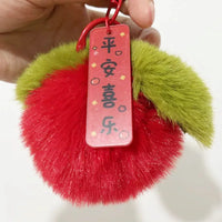 HKM-586003 Soft Fluffy Persimmon Ball Pendant Key Chain for Bag, Mobile, and Car Decoration