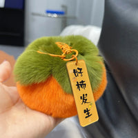 HKM-586003 Soft Fluffy Persimmon Ball Pendant Key Chain for Bag, Mobile, and Car Decoration