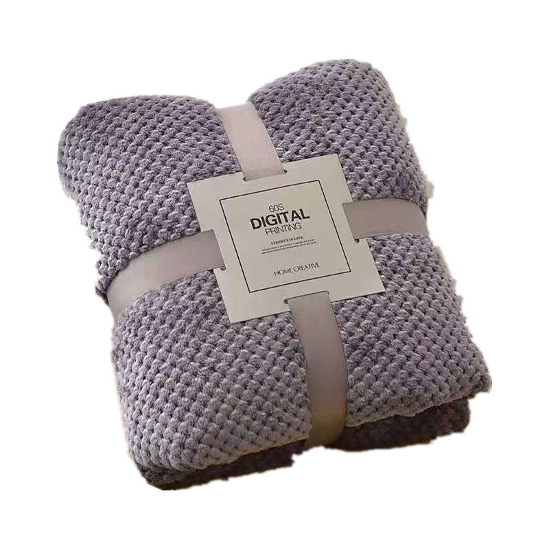 KTX-586131 Coral Fleece Blanket with Geometric Pineapple Mesh Pattern in Multiple Colors