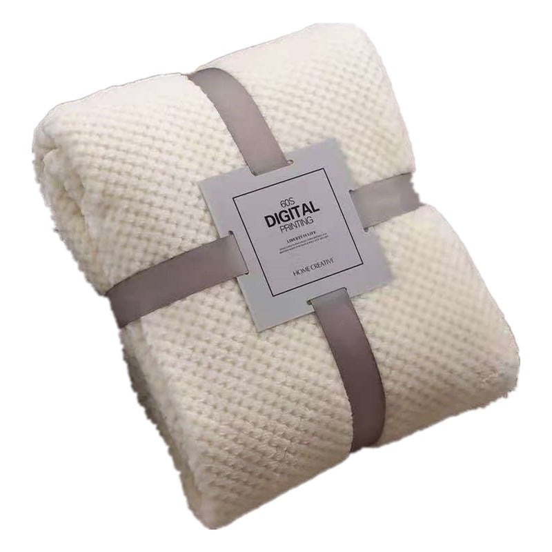 KTX-586131 Coral Fleece Blanket with Geometric Pineapple Mesh Pattern in Multiple Colors