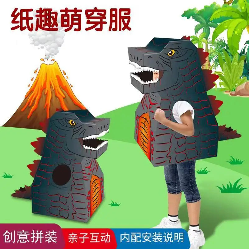 HKM-586323 Creative Wearable Dinosaur Cardboard Costume for Kids - DIY Role Play Toy