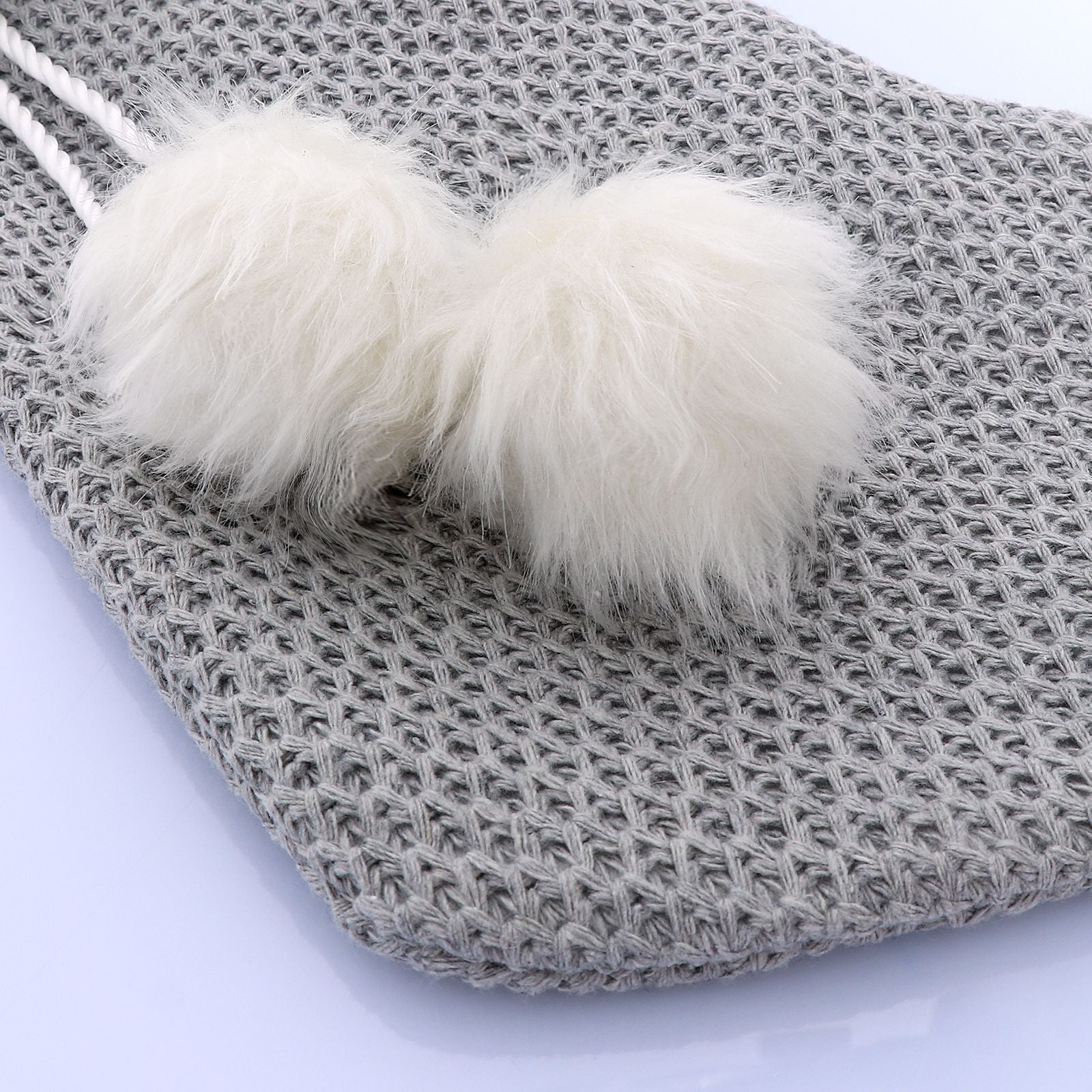 HKM-586451 Christmas Tree Gift Bag with Gray White Wool Socks and Pompon Pendant