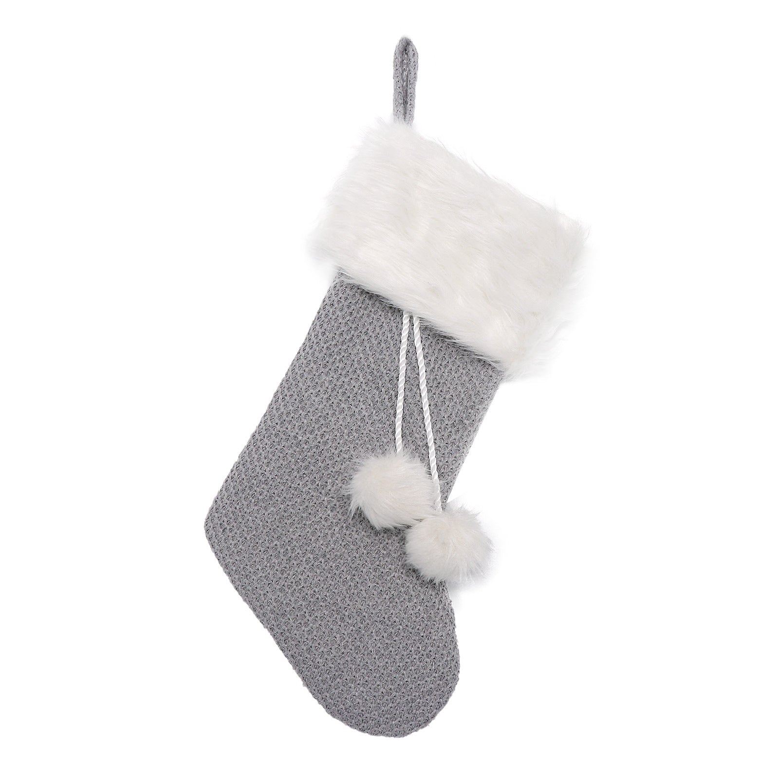 HKM-586451 Christmas Tree Gift Bag with Gray White Wool Socks and Pompon Pendant