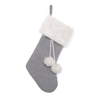 HKM-586451 Christmas Tree Gift Bag with Gray White Wool Socks and Pompon Pendant