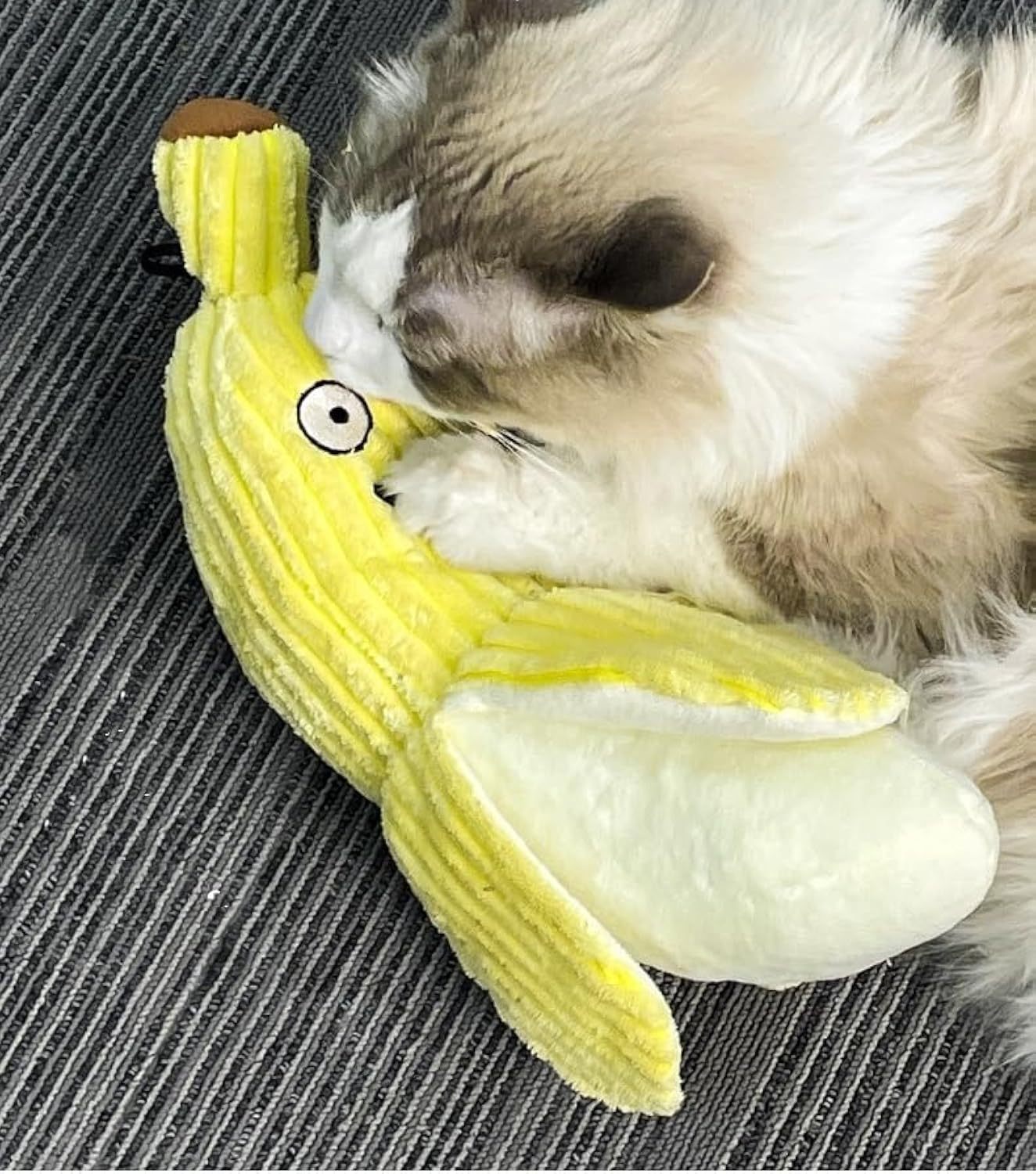 HKM-586515 Catnip Banana Crinkle Toy for Indoor Kittens - Soft Plush Dental Chew with Crinkle Sound for Play and Exercise