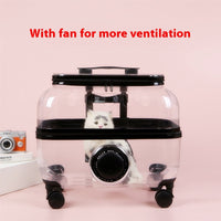 HKM-586515 Transparent Space Capsule Cat Trolley Bag with Protective Cover - Portable Pet Luggage for Cats Up to 13kg