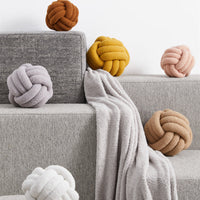 HKM-586643 Knotted Ball Pillow in Solid Color for Bedroom Comfort