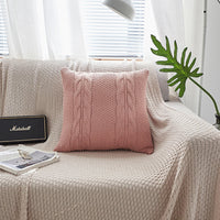HKM-586707 Nordic Handmade Wool Knit Pillowcase with Fringed Edge and Invisible Zipper, 45 x 45cm