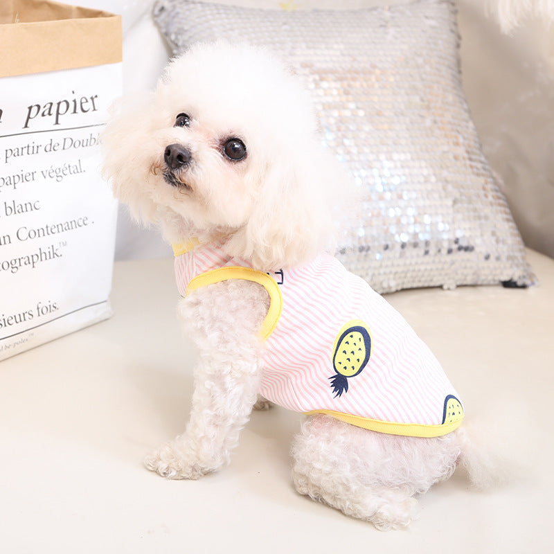 HKM-586771 Breathable Cotton Sling Dress and Vest for Pets in Blue and Pink