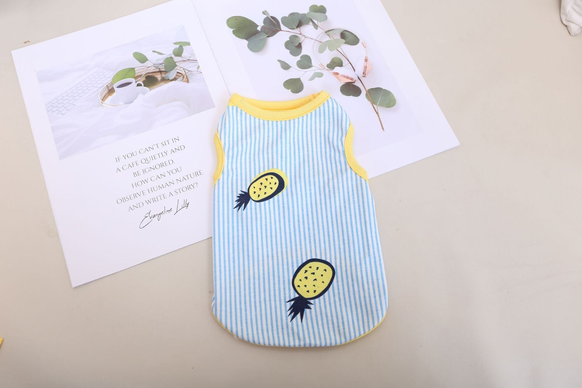 HKM-586771 Breathable Cotton Sling Dress and Vest for Pets in Blue and Pink
