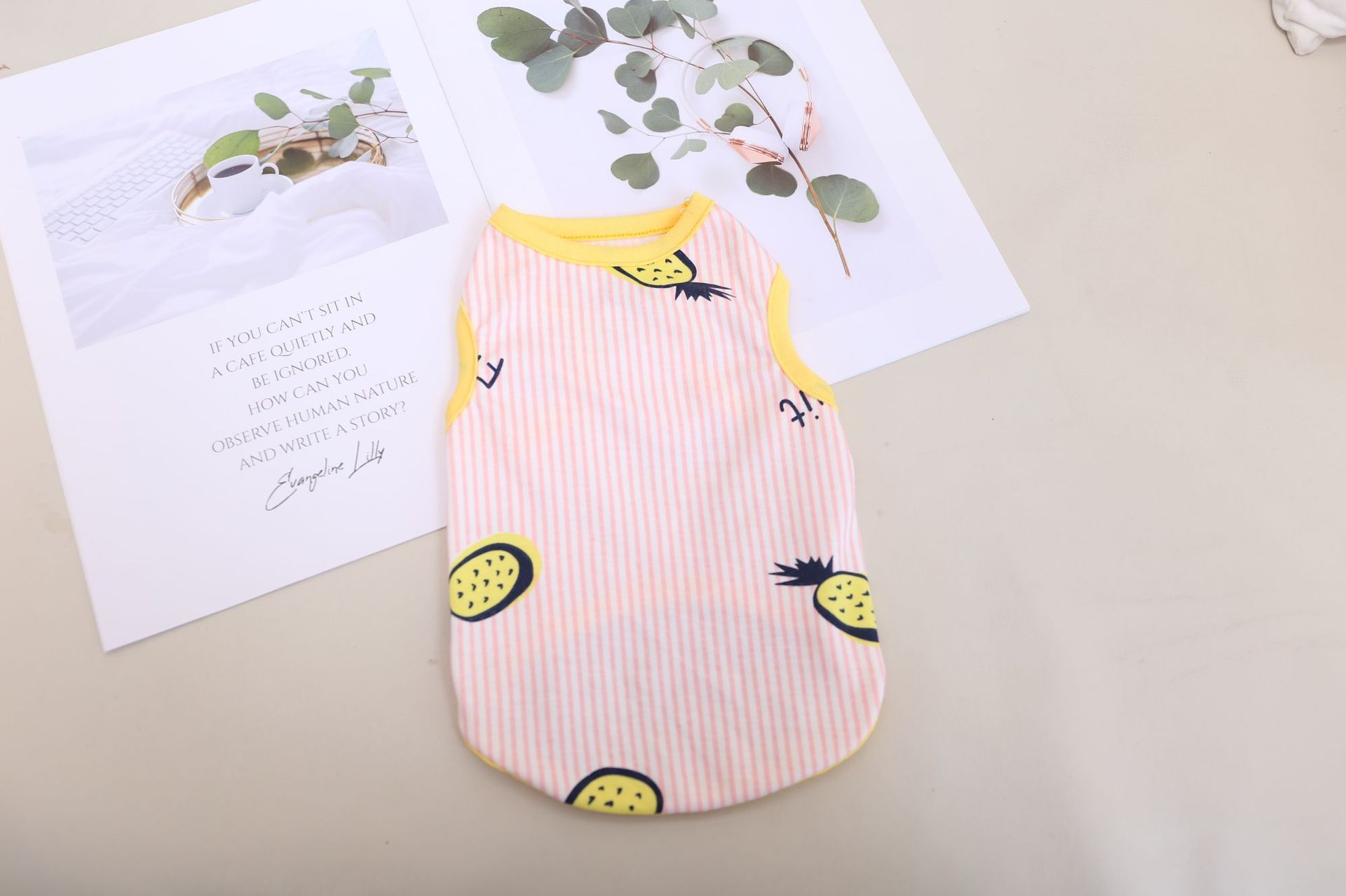 HKM-586771 Breathable Cotton Sling Dress and Vest for Pets in Blue and Pink