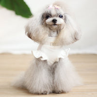 HKM-586899 Cartoon Suspender Dress for Small Dogs in Brown and White, Cotton Fabric, Sizes XXS to XL