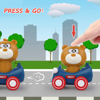 HKM-586963 Press and Go Cute Cartoon Animal Mini Cars with 360 Degree Rotating Heads for Kids Ages 2-13