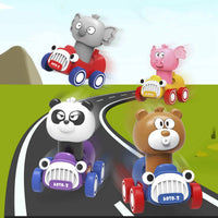 HKM-586963 Press and Go Cute Cartoon Animal Mini Cars with 360 Degree Rotating Heads for Kids Ages 2-13