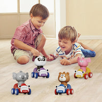 HKM-586963 Press and Go Cute Cartoon Animal Mini Cars with 360 Degree Rotating Heads for Kids Ages 2-13