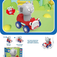 HKM-586963 Press and Go Cute Cartoon Animal Mini Cars with 360 Degree Rotating Heads for Kids Ages 2-13