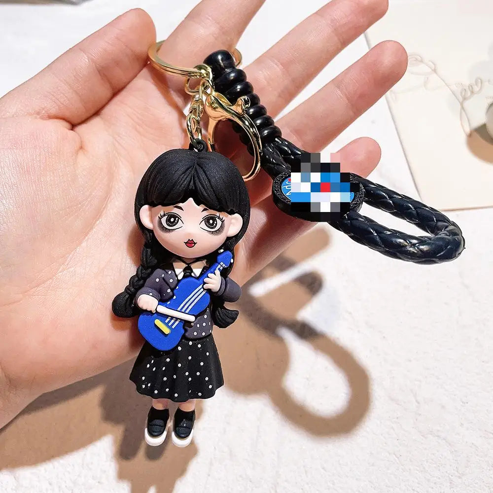 HKM-587155 Cute Cartoon Ring Doll Keychain for Car and Backpack Decoration - Silicone Rubber Pendant
