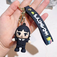 HKM-587155 Cute Cartoon Ring Doll Keychain for Car and Backpack Decoration - Silicone Rubber Pendant