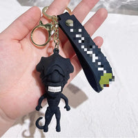 HKM-587155 Cute Cartoon Ring Doll Keychain for Car and Backpack Decoration - Silicone Rubber Pendant