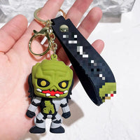 HKM-587155 Cute Cartoon Ring Doll Keychain for Car and Backpack Decoration - Silicone Rubber Pendant