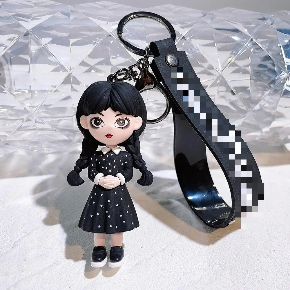 HKM-587155 Cute Cartoon Ring Doll Keychain for Car and Backpack Decoration - Silicone Rubber Pendant