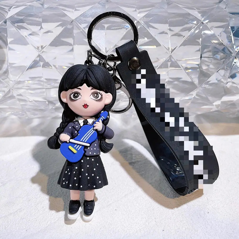 HKM-587155 Cute Cartoon Ring Doll Keychain for Car and Backpack Decoration - Silicone Rubber Pendant