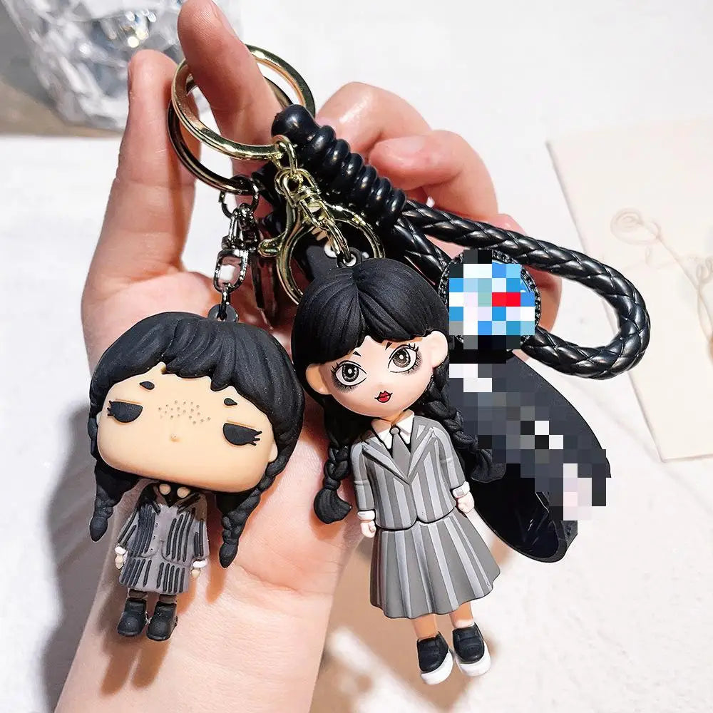 HKM-587155 Cute Cartoon Ring Doll Keychain for Car and Backpack Decoration - Silicone Rubber Pendant