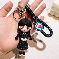 HKM-587155 Cute Cartoon Ring Doll Keychain for Car and Backpack Decoration - Silicone Rubber Pendant