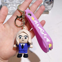 HKM-587155 Cute Cartoon Ring Doll Keychain for Car and Backpack Decoration - Silicone Rubber Pendant