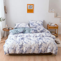 HKM-587155 Marble Pattern Polyester Quilt Cover Set with Pillowcases in Various Sizes