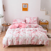 HKM-587155 Marble Pattern Polyester Quilt Cover Set with Pillowcases in Various Sizes
