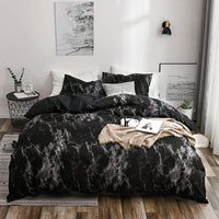 HKM-587155 Marble Pattern Polyester Quilt Cover Set with Pillowcases in Various Sizes