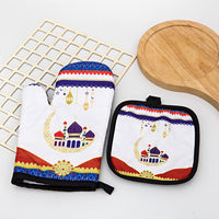 HKM-587155 Two-Piece Heat Insulation Gloves and Mat Set for High-Temperature Baking