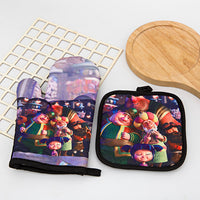 HKM-587155 Two-Piece Heat Insulation Gloves and Mat Set for High-Temperature Baking