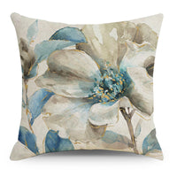 HKM-587283 Ink Floral Design Cotton Linen Pillowcase - 45x45CM