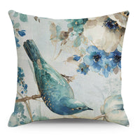 HKM-587283 Ink Floral Design Cotton Linen Pillowcase - 45x45CM