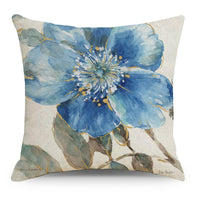 HKM-587283 Ink Floral Design Cotton Linen Pillowcase - 45x45CM