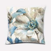 HKM-587283 Ink Floral Design Cotton Linen Pillowcase - 45x45CM