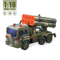 HKM-587283 Military Toy Truck Model with Sounds and Lights - Friction Car for Kids Age 2-7, 1:16 Scale, Durable Plastic