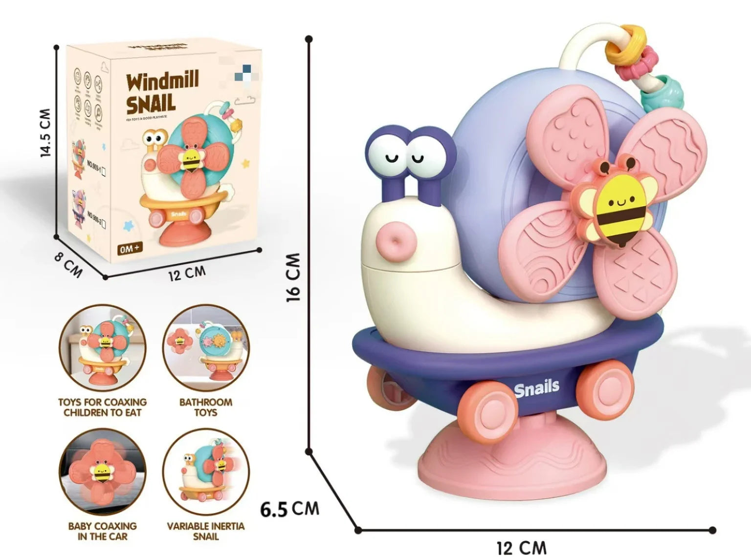 HKM-587475 Multifunctional Snail Suction Cup Spinner Toy for Babies and Toddlers