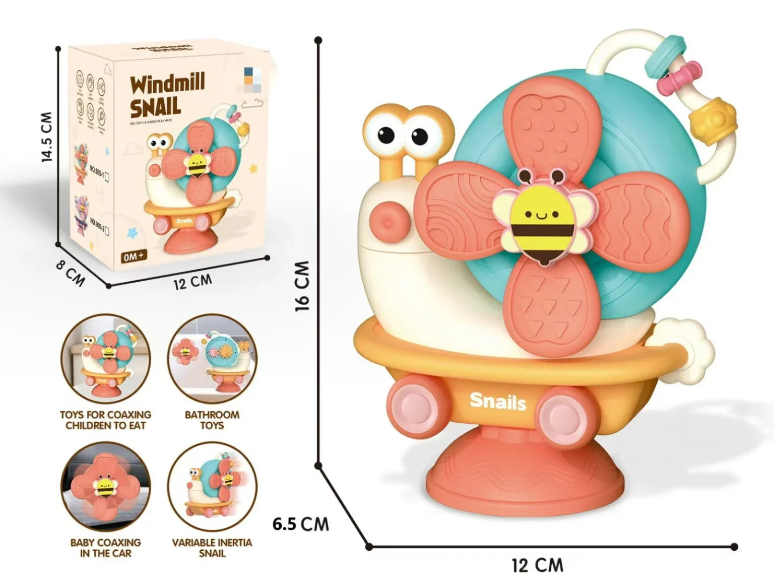 HKM-587475 Multifunctional Snail Suction Cup Spinner Toy for Babies and Toddlers