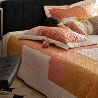 HKM-587475 Premium Velvet Bed Cover Set with Pillowcases – Solid Color, Creative Design, 230x245cm
