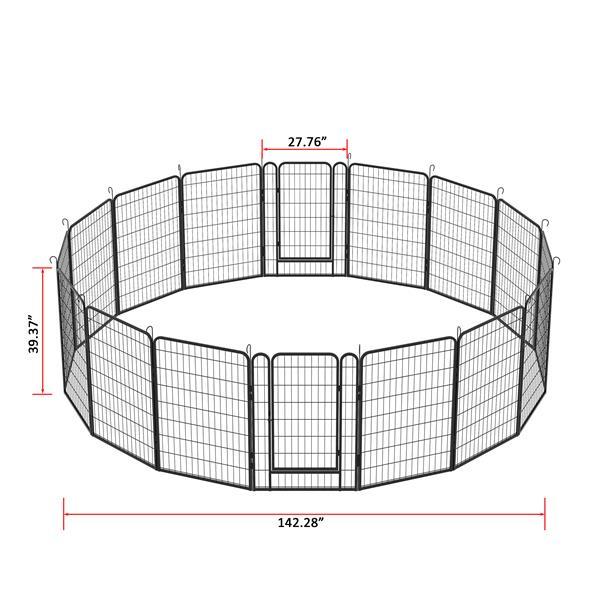 HKM-587667 Heavy-Duty Rust-Resistant Metal Pet Sports Fence - 16 Panels with Automatic Locking Mechanism