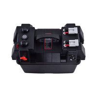 HKM-587667 Weatherproof Portable Battery Box with Dual USB Ports and Voltmeter Indicator