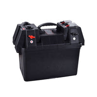 HKM-587667 Weatherproof Portable Battery Box with Dual USB Ports and Voltmeter Indicator